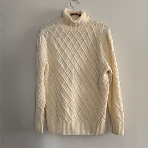 Cream Wool and Cashmere Turtleneck Sweater